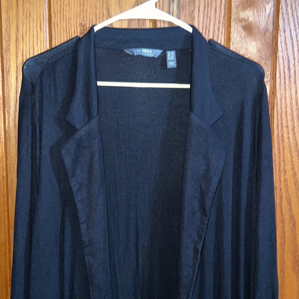 Lisa Rinna Collection black open long cardigan plus size 1X - Picture 2 of 4
